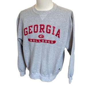 Vintage Russell Athletic Georgia Bulldogs Heather Grey Crewneck Sweatshirt Large